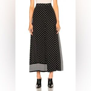Stella McCartney Monochrome Polka Dotted Silk Wide Leg Pants Size 42 US 8